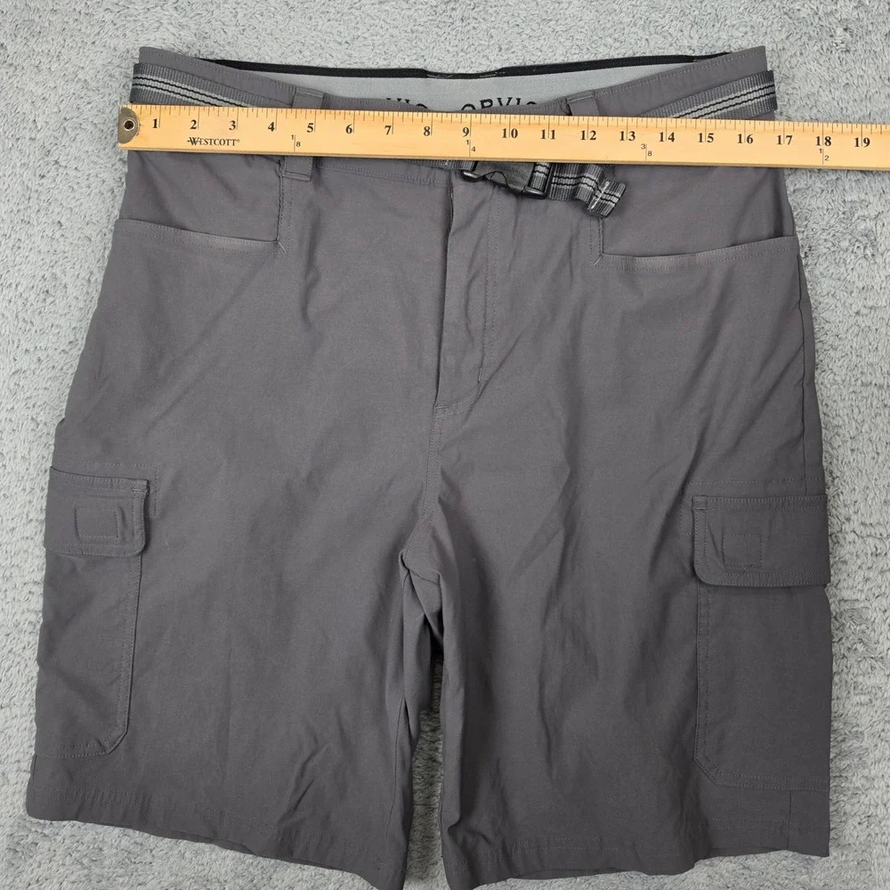 Orvis Cargo Shorts Mens 34 Grey Tan Lot of 2 Stretch Hiking Outdoor Utility Belt